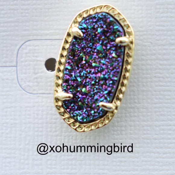 Kendra Scott | Ellie Gold Stud Earrings in Multicolor Drusy - Picture 5 of 6